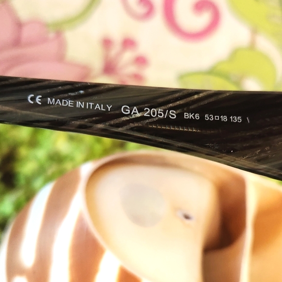 GIORGIO ARMANI Black Grey Striped Vtg Oversized GA 205/S BK6 Logo Sunglasses EUC - Picture 6 of 16